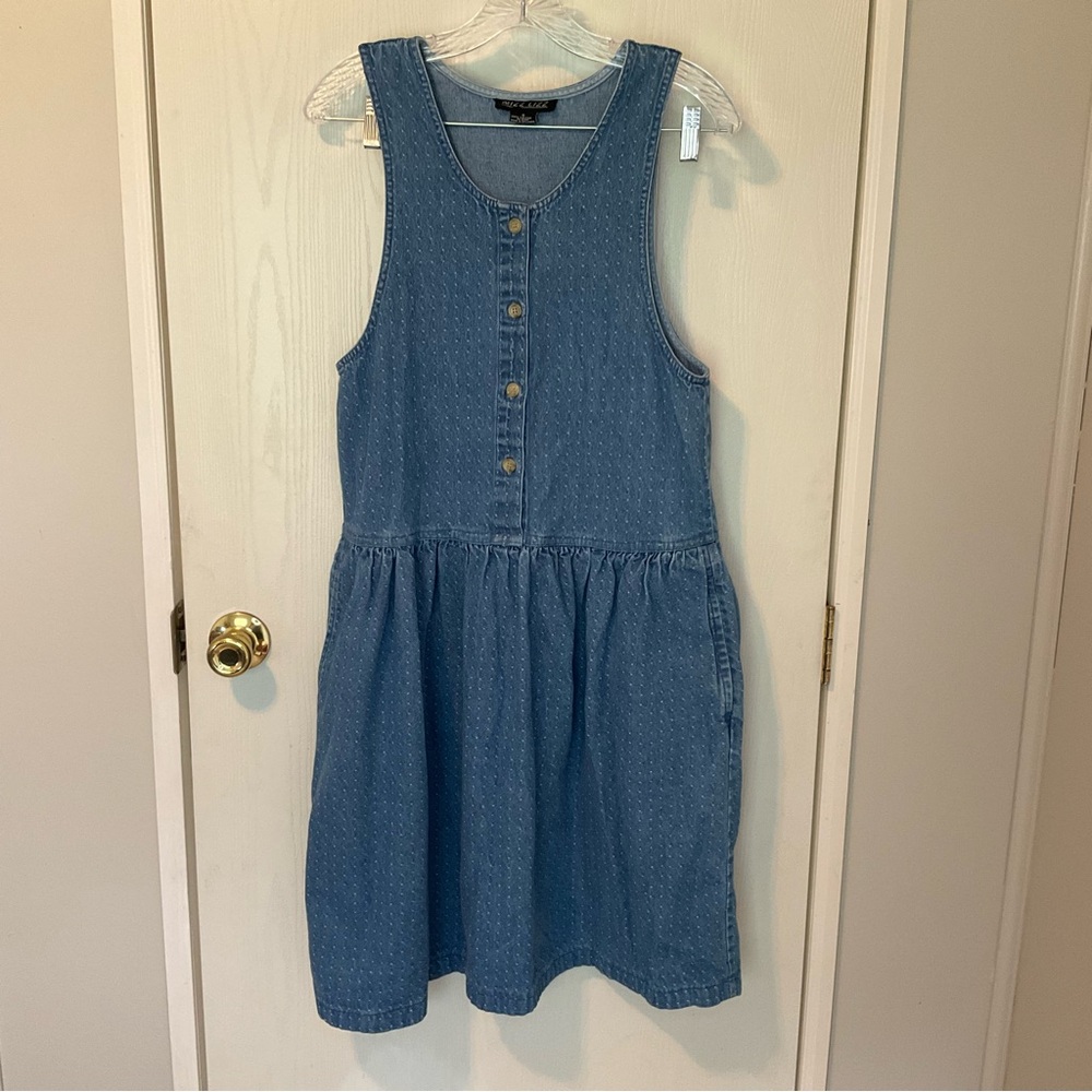 Vintage 90’s Sleeveless Denim Button-Down Dress size Small Oversized